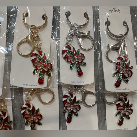 12 Items - 8 Gold-toned and 4 Silver-toned Candy Cane Key Chains/Bag Charms NIP - Picture 4 of 5